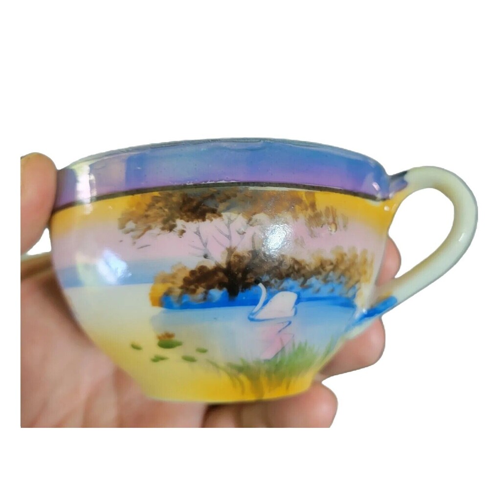 21-pc Japan‎ Hand Painted Teaset-Various Pieces-Water & Swan Images Vintage - Picture 6 of 12